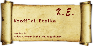 Kozári Etelka névjegykártya